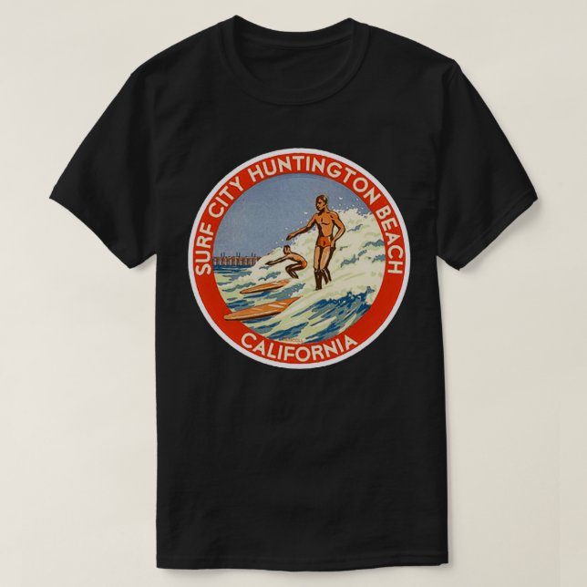 THE CITY OF HUNTINGTON BEACH SURFING CALIFORNIA SH T-Shirt (Design Front)