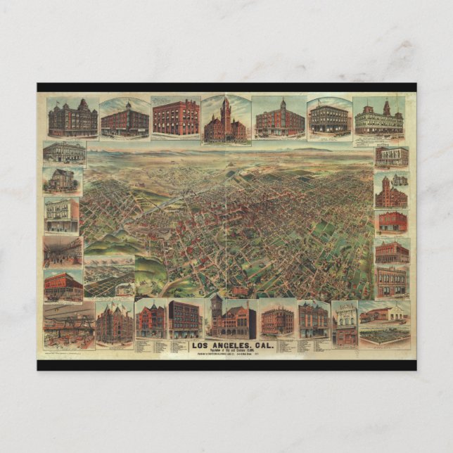 The City of Los Angeles California in 1891 Postcard (Front)