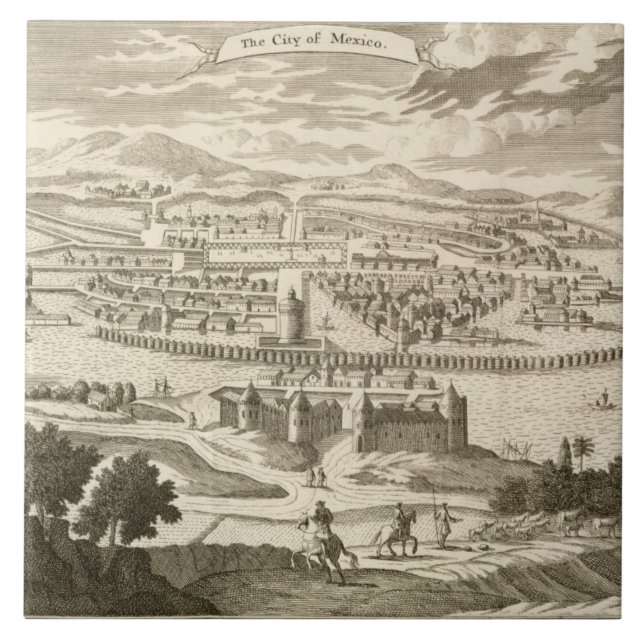 The City of Mexico, 1723 (engraving) Tile (Front)