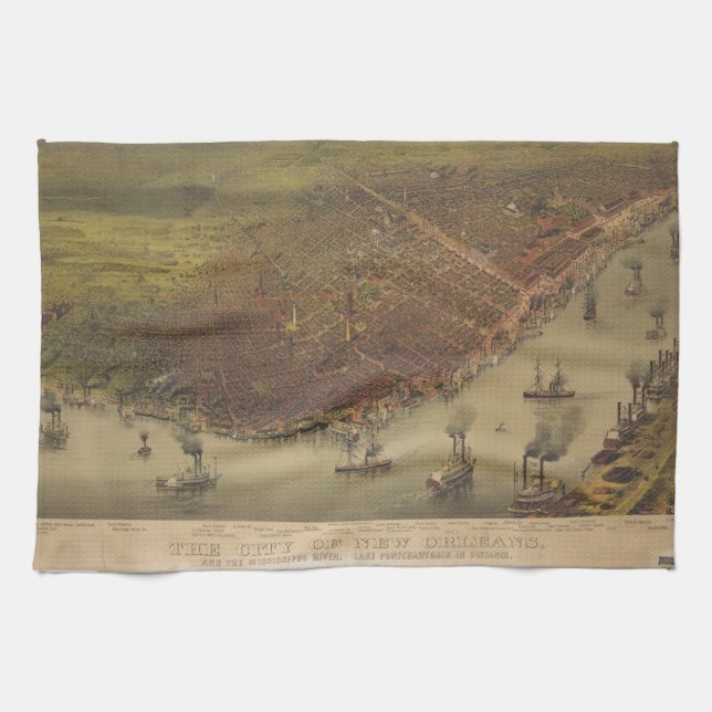 The City of New Orleans Louisiana from 1885 Tea Towel (Horizontal)
