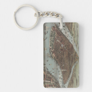 The City of New York 1883 (Colour Lithograph) Key Ring