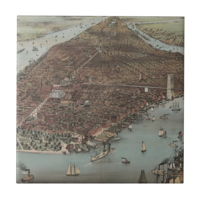 The City of New York | 1883 (Colour Lithograph) Tile (Front)