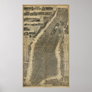The City of New York Map (1879) Poster