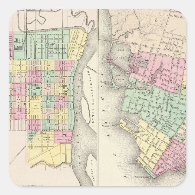 The City Of Savannah Georgia Square Sticker (Front)