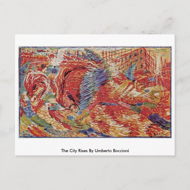 The City Rises By Umberto Boccioni Postcard (Front)