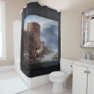 The City Wall of Haarlem in the Winter Shower Curtain