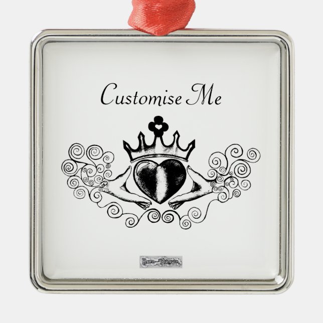 The Claddagh (Black) Metal Tree Decoration (Front)