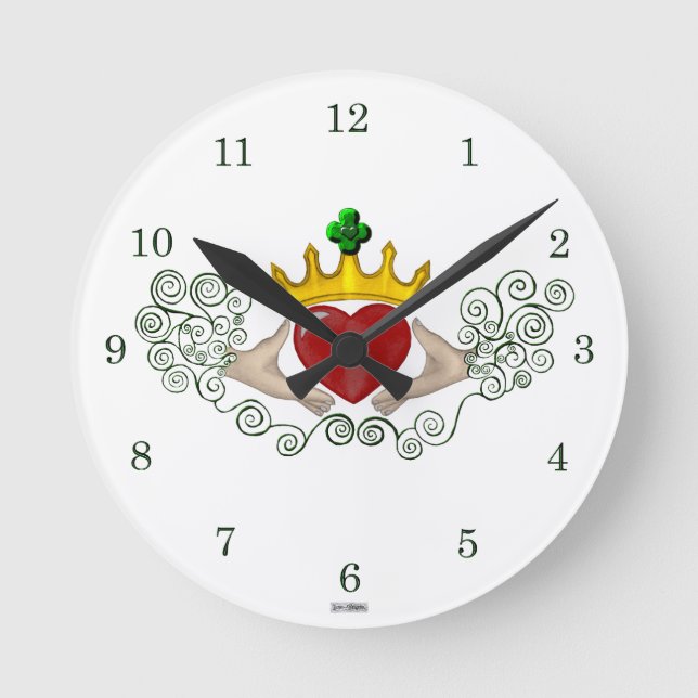 The Claddagh (Full Colour) Round Clock (Front)