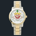 The Claddagh (Full Colour) Watch<br><div class="desc">The Claddagh's distinctive design features two hands clasping a heart, and usually surmounted by a crown. The elements of this symbol are often said to correspond to the qualities of love (the heart), friendship (the hands), and loyalty (the crown). Often given in ring form, the Claddagh may be used for...</div>