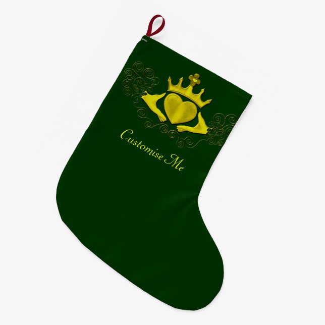The Claddagh (Gold) Large Christmas Stocking (Front (Hanging))