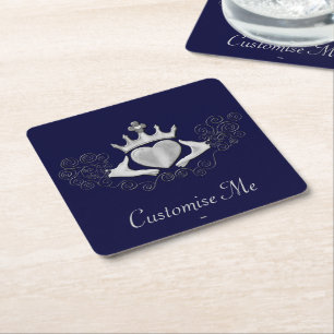 The Claddagh (Silver) Square Paper Coaster