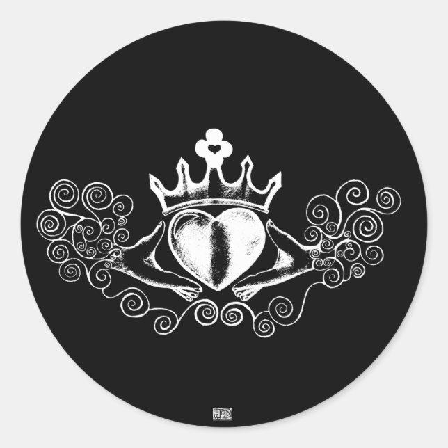 The Claddagh (White) Classic Round Sticker (Front)