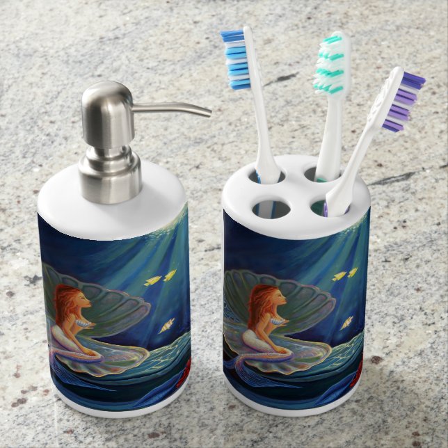 The Clam Shell Mermaid Bathroom Accessories Set (Front)