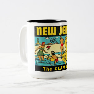 The Clam State, New Jersey, Vintage Two-Tone Coffee Mug