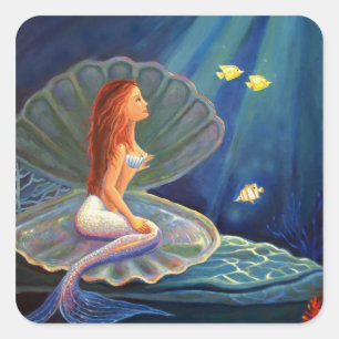 The Clamshell Mermaid -  Square Stickers