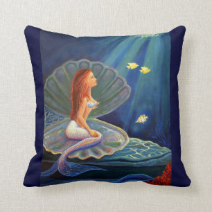 The Clamshell Mermaid - Throw Pillow
