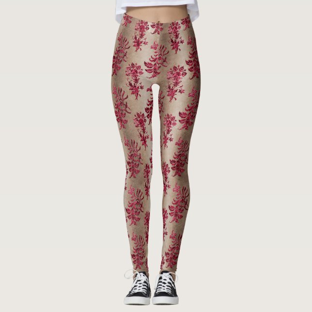 The Claret Velvet  Series Design 7  Leggings (Front)