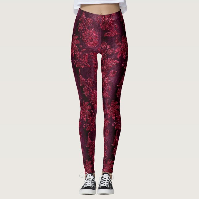 The Claret Velvet  Series Design 9  Leggings (Front)