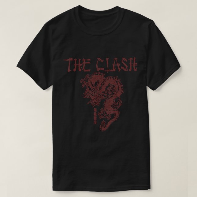 The Clash â€“ Vertical Chinese Dragon White T-Shir T-Shirt (Design Front)