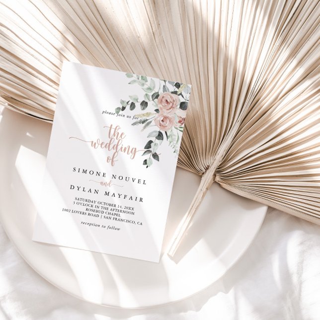 The Classic Dusty Pink Rose Floral Wedding Of  Invitation (Creator Uploaded)