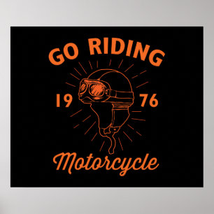 The Classic Motorbike Rider Helmet Poster