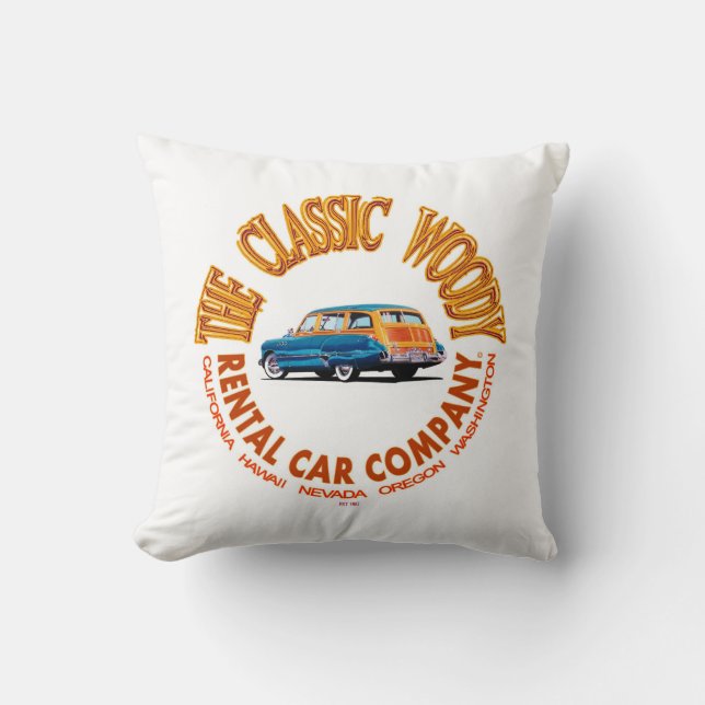The Classic Woody Rental Car Company Logo Ver 4.0 Cushion (Front)
