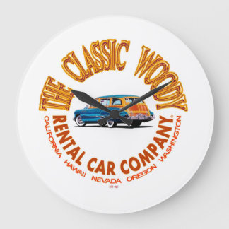 The Classic Woody Rental Car Company Logo Ver 4.0 Large Clock