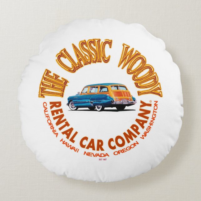 The Classic Woody Rental Car Company Logo Ver 4.0 Round Cushion (Front)