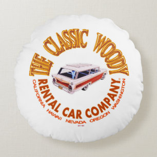 The Classic Woody Rental Car Company Round Cushion