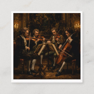 The Classical String Quartet - Vintage Oil Paintin Square Business Card