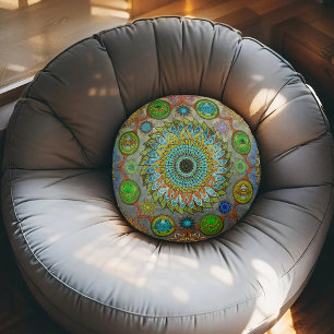 The Claws of Brachyura symbolic mandala art Round Cushion