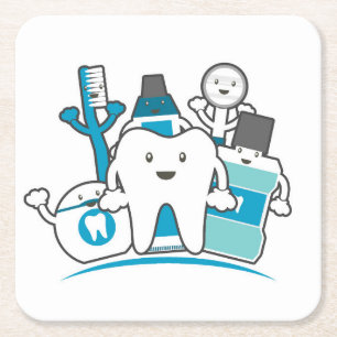 The Clean Teeth Gang Square Paper Coaster