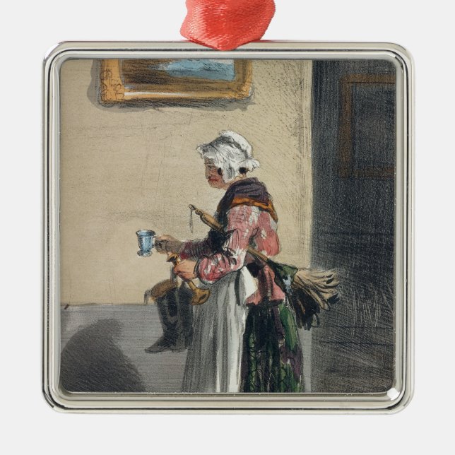 The Cleaning Lady, from 'Les Femmes de Paris' Metal Tree Decoration (Front)