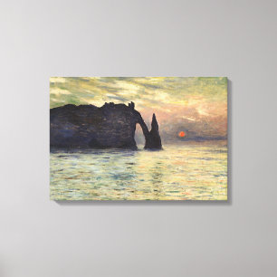 The Cliff Etretat, Sunset by Claude Monet Canvas Print