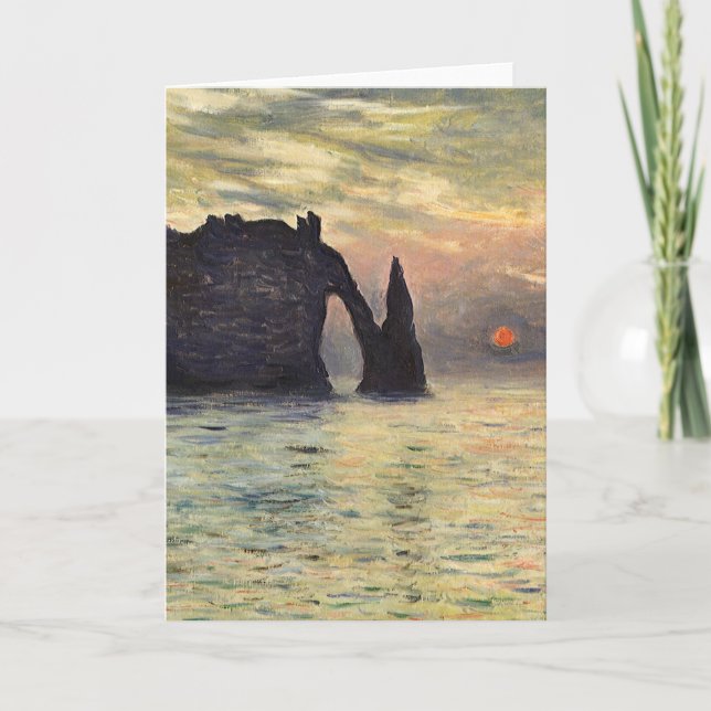 The Cliff Etretat, Sunset by Claude Monet Card (Front)