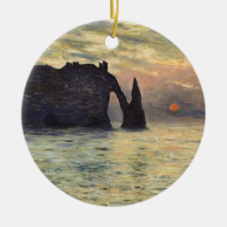 The Cliff Etretat, Sunset by Claude Monet Ceramic Tree Decoration