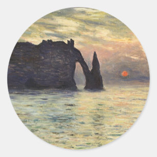 The Cliff Etretat, Sunset by Claude Monet Classic Round Sticker