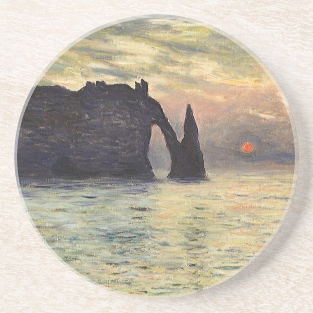 The Cliff Etretat, Sunset by Claude Monet Coaster (Front)