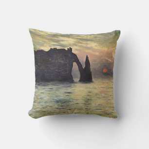 The Cliff Etretat, Sunset by Claude Monet Cushion