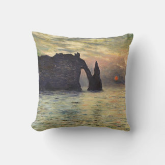 The Cliff Etretat, Sunset by Claude Monet Cushion