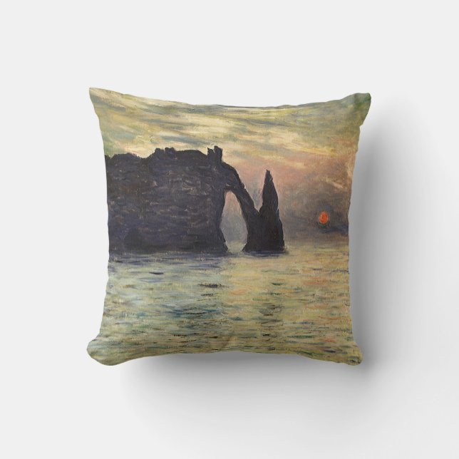The Cliff Etretat, Sunset by Claude Monet Cushion (Front)