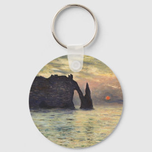 The Cliff Etretat, Sunset by Claude Monet Key Ring