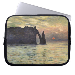 The Cliff Etretat, Sunset by Claude Monet Laptop Sleeve