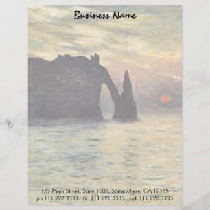 The Cliff Etretat, Sunset by Claude Monet Letterhead Template