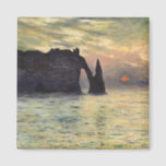 The Cliff Etretat, Sunset by Claude Monet Magnet<br><div class="desc">The Cliff, Etretat, Sunset (1883) by Claude Monet is a vintage impressionist fine art nautical painting. The sun is low in the sky over the ocean. A maritime seascape featuring a rocky outcrop near the shore at Etretat, France. About the artist: Claude Monet (1840-1926) was a founder of the French...</div>