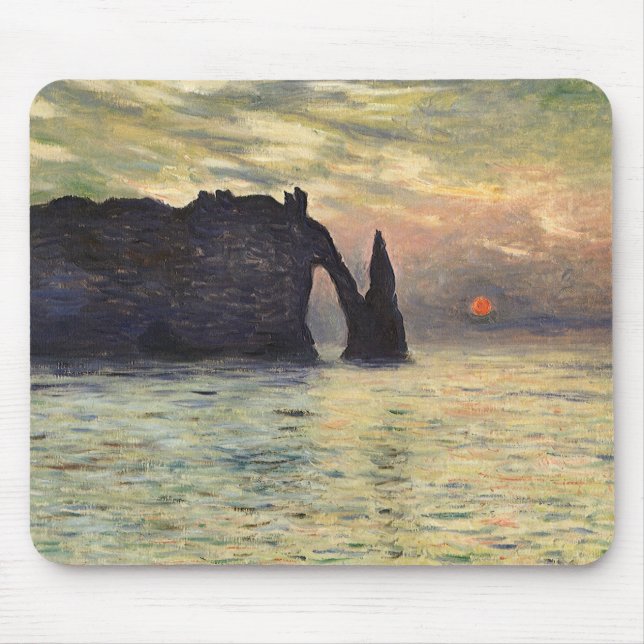 The Cliff Etretat, Sunset by Claude Monet Mouse Mat (Front)
