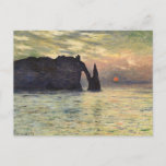 The Cliff Etretat, Sunset by Claude Monet Postcard<br><div class="desc">The Cliff, Etretat, Sunset (1883) by Claude Monet is a vintage impressionist fine art nautical painting. The sun is low in the sky over the ocean. A maritime seascape featuring a rocky outcrop near the shore at Etretat, France. About the artist: Claude Monet (1840-1926) was a founder of the French...</div>