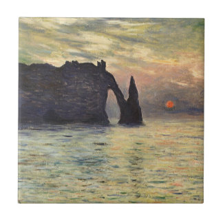 The Cliff Etretat, Sunset by Claude Monet Tile