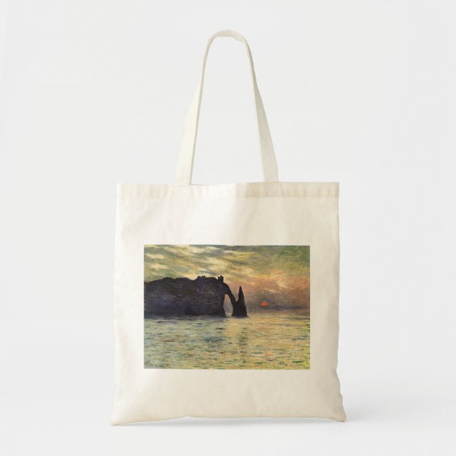The Cliff Etretat, Sunset by Claude Monet Tote Bag (Front)
