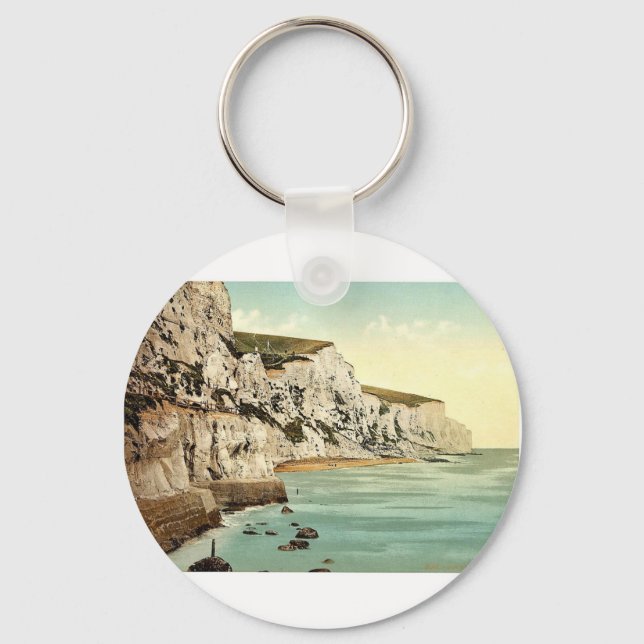 The Cliffs, Dover, England classic Photochrom Key Ring (Front)